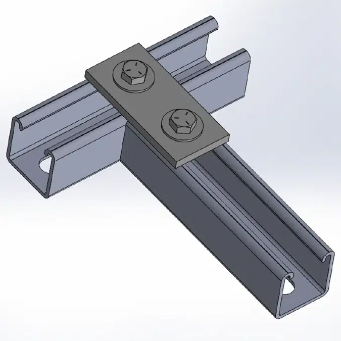 2 Hole Flat Fitting Splice Plate w/ Short Spring Channel Nuts Pre-assembled Fittings for Strut