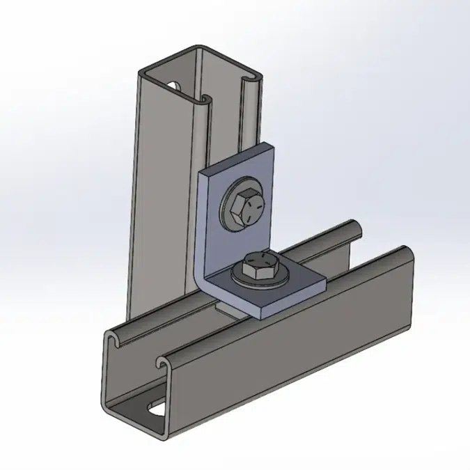 2 Hole Cross Corner Angle w/ Short Spring Channel Nuts Pre-assembled Fitting for Strut