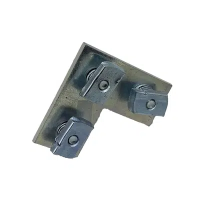 imazhi i 3 Hole Flat Fitting Corner Plate w/ Short Spring Channel Nuts Pre-assembled Fittings for Strut