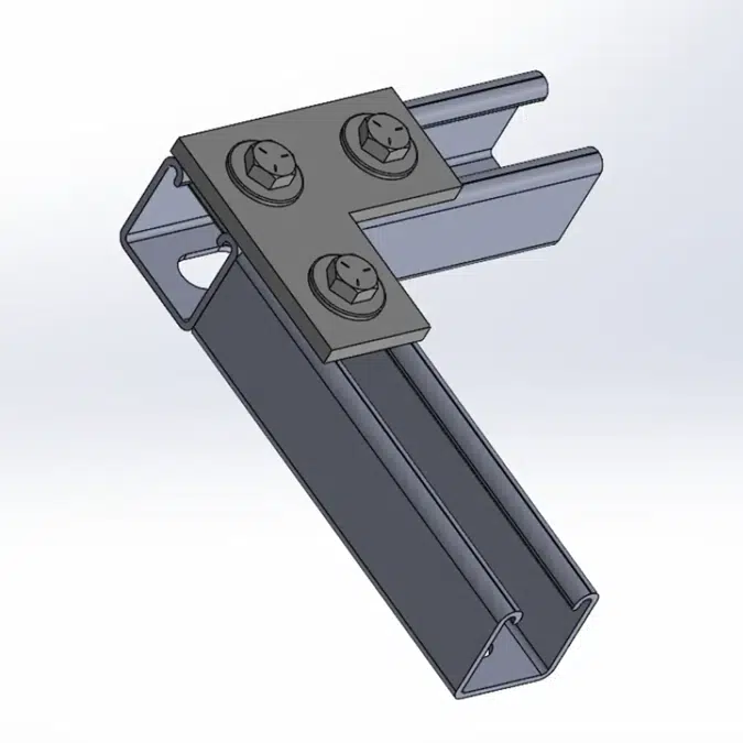 3 Hole Flat Fitting Corner Plate w/ Short Spring Channel Nuts Pre-assembled Fittings for Strut