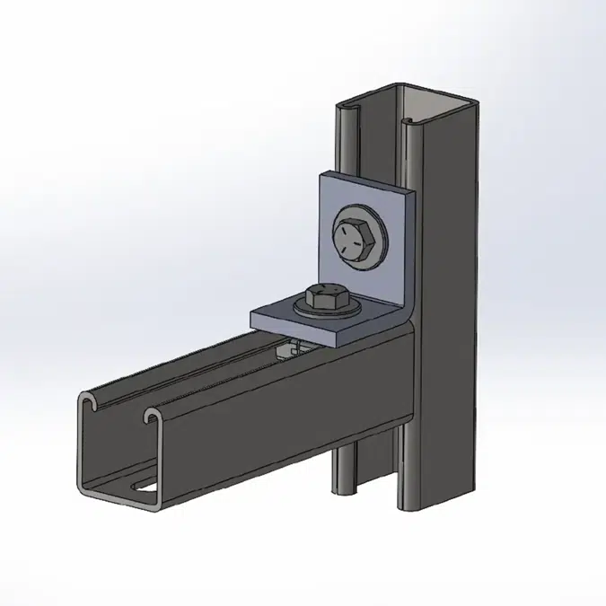 2 Hole Corner Angle w/ Short Spring Channel Nuts Pre-assembled Fitting for Strut