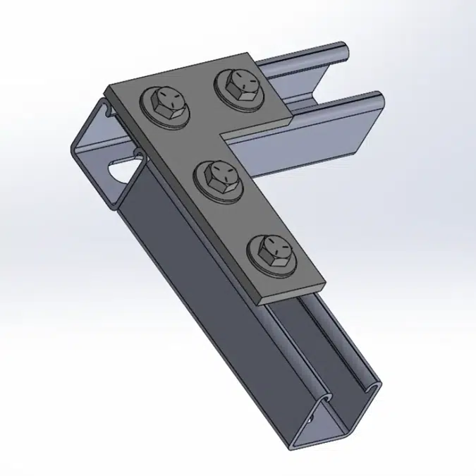 4 Hole Flat Fitting Corner Plate w/ Short Spring Channel Nuts Pre-assembled Fittings for Strut