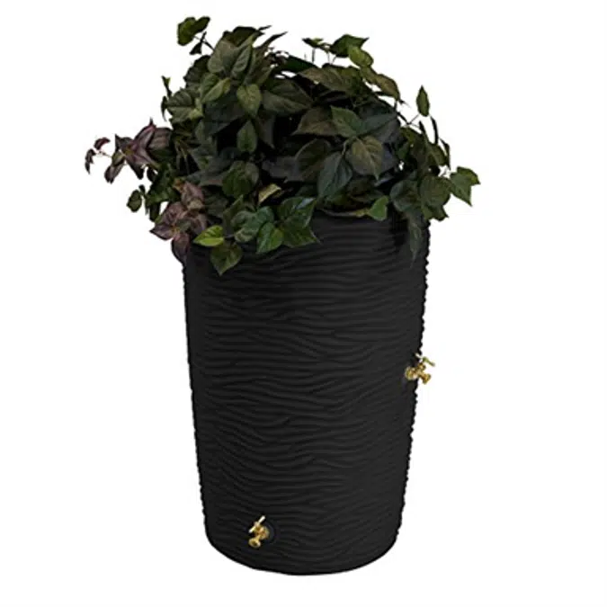 Good Ideas Imp-L50-Blk Impressions Palm Rain Barrel, 50 Gallon, Black