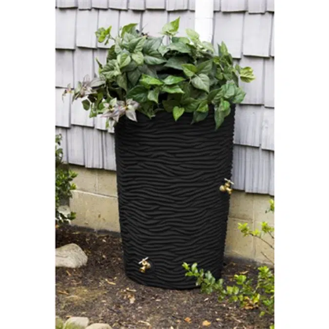 Good Ideas Imp-L50-Blk Impressions Palm Rain Barrel, 50 Gallon, Black