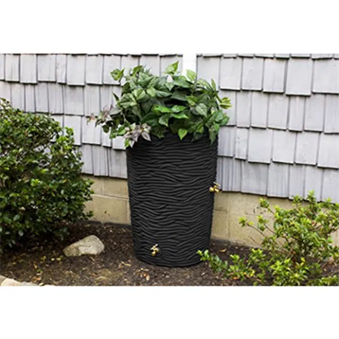 Good Ideas Imp-L50-Blk Impressions Palm Rain Barrel, 50 Gallon, Black