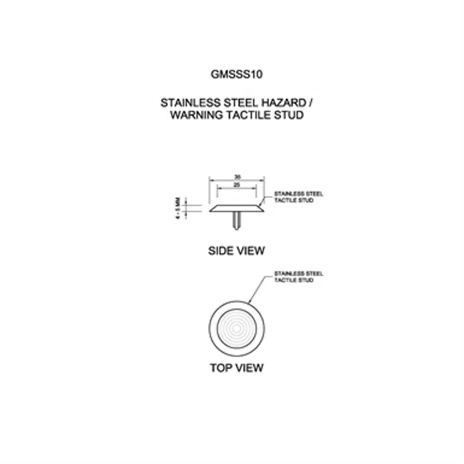 GMSSS10 Solid Stainless Steel Hazard Tactile