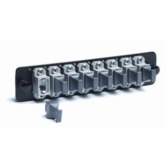 Adapter Panel, Black, 1000-Type, with 8 12 Fiber MPO Adapters - Part Number : 760056077