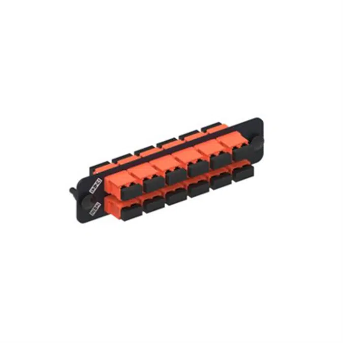 Adapter Panel, Black, 1000-Type, with 12 Duplex Keyed LC Adapters, Orange, No Shutter - Part Number : 760147918