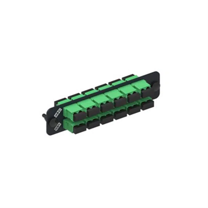 Adapter Panel, Black, 1000-Type, with 12 Duplex Keyed LC Adapters, Green, No Shutter - Part Number : 760147900