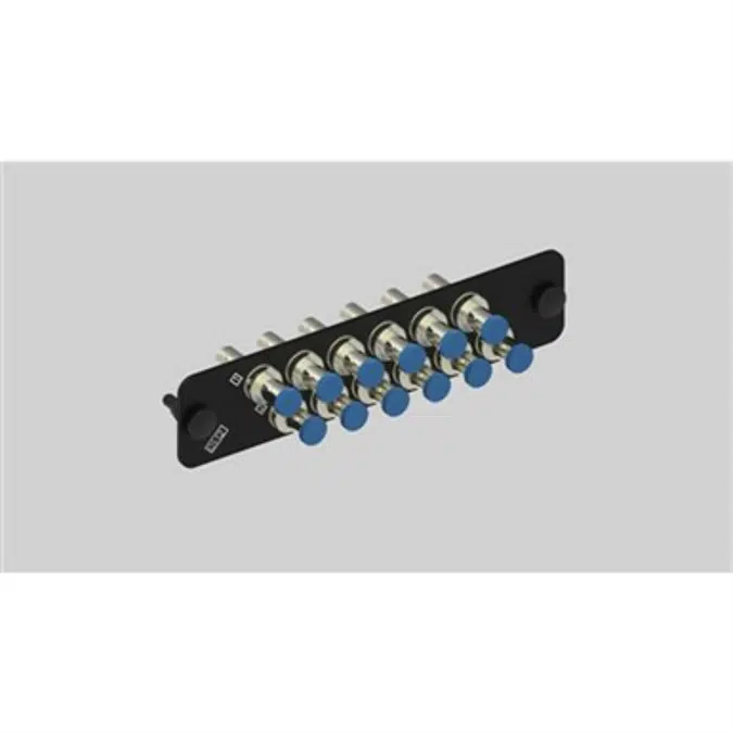 Adapter Panel, Black, 1000-Type, with 12 Hybrid Simplex ST Adapters - Part Number : 760179044