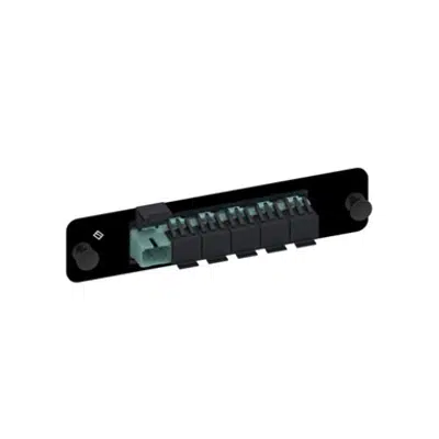 Image for Adapter Panel, Black, 1000-Type, with 1 LazrSPEED 6 Fiber, MM SC Ganged Adapter, Aqua, Shuttered - Part Number : 760147975