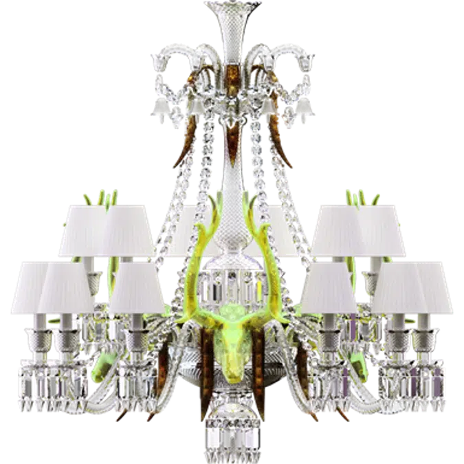 Zenith sur la Lagune Chandelier with acid yellow deers 15L