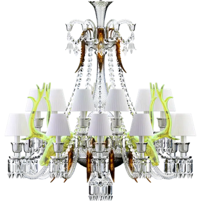 Zenith sur la Lagune Chandelier with acid yellow deers 15L