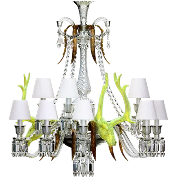 Zenith sur la Lagune Chandelier with acid yellow deers 15L