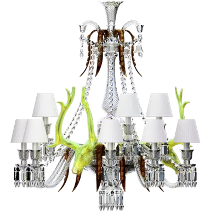 Zenith sur la Lagune Chandelier with acid yellow deers 15L