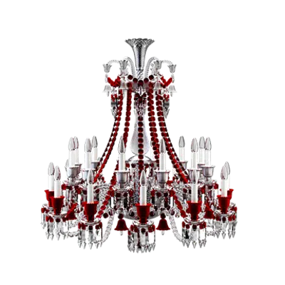 Image for Zenith Clear and Red Chandelier 24L