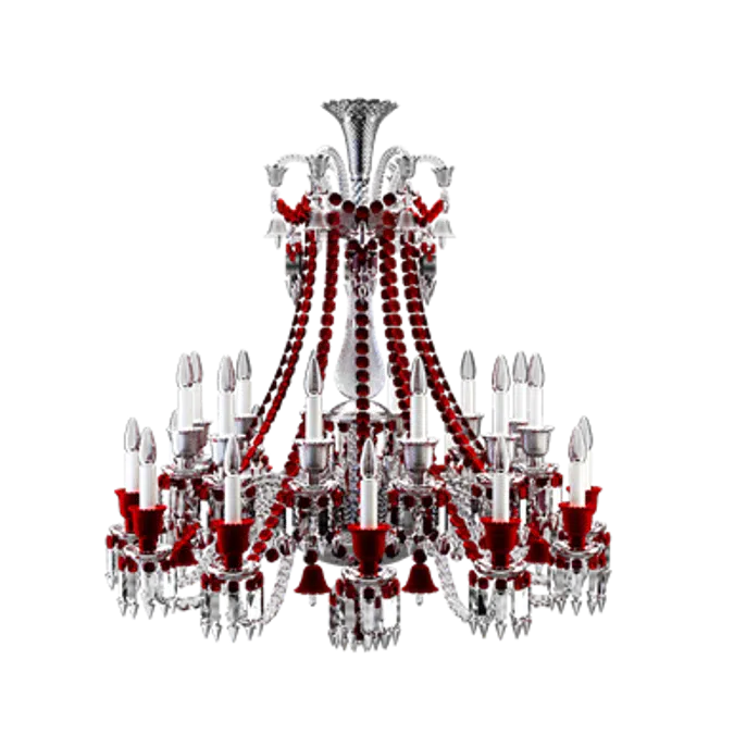 Zenith Clear and Red Chandelier 24L