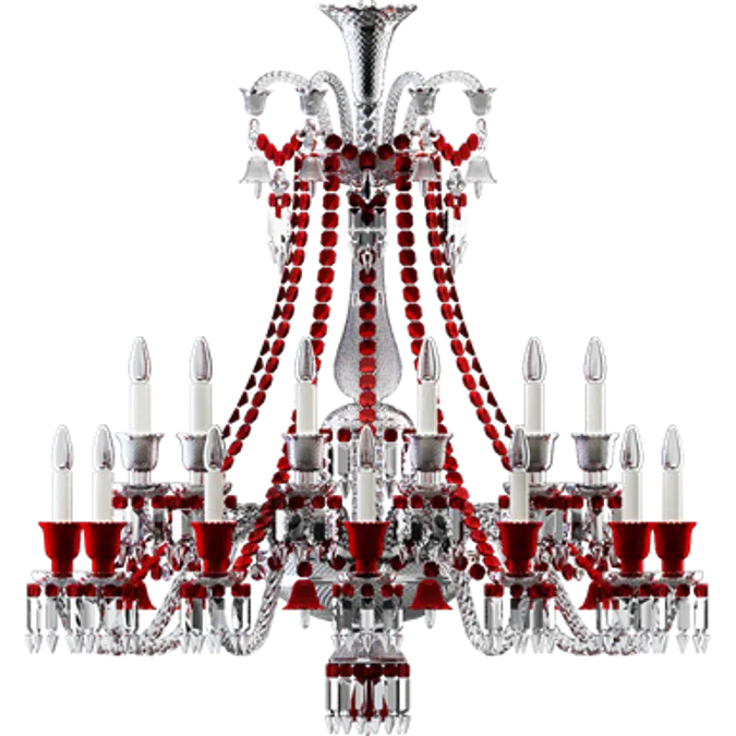 Zenith Clear and Red Chandelier 24L