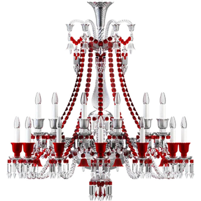 Zenith Clear and Red Chandelier 24L