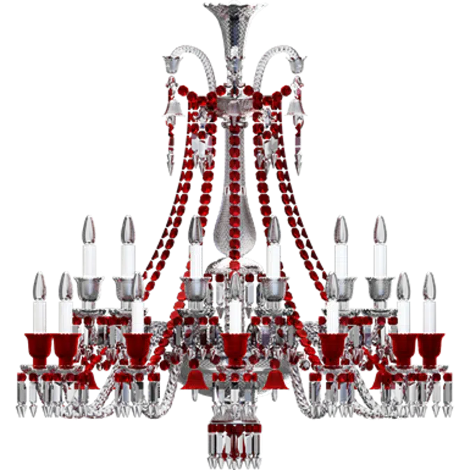 Zenith Clear and Red Chandelier 24L