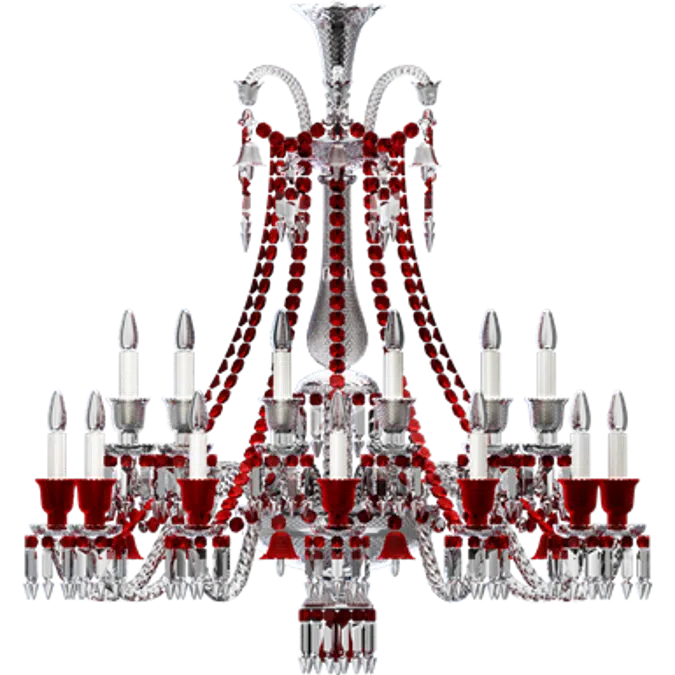 Zenith Clear and Red Chandelier 24L