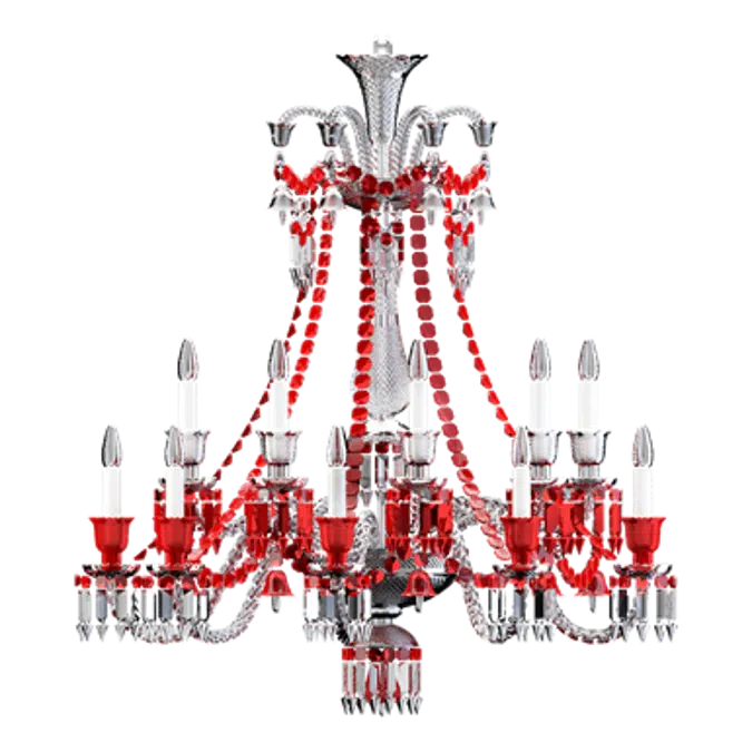 Zénith Clear and Red Chandelier 18L