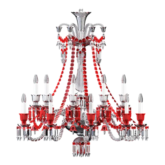 Zénith Clear and Red Chandelier 18L