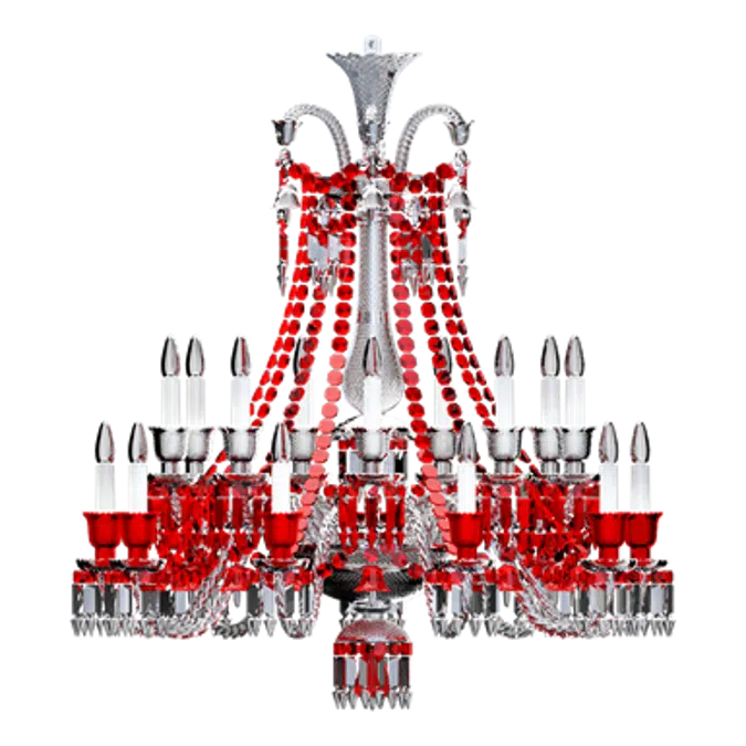 Zénith Clear and Red Chandelier 18L