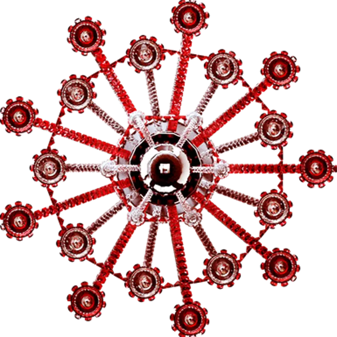 Zénith Clear and Red Chandelier 18L