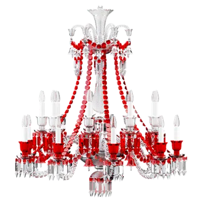 Image for Zénith Clear and Red Chandelier 18L