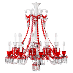 zénith clear and red chandelier 18l