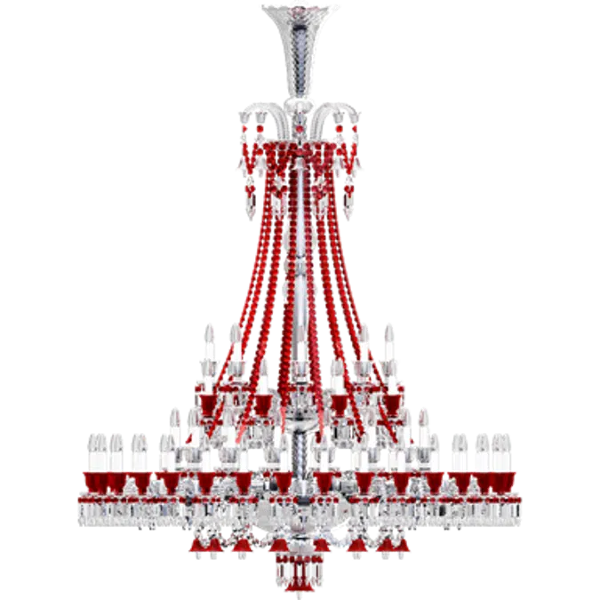 Zenith Clear and Red Chandelier 64L