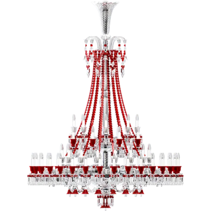 Zenith Clear and Red Chandelier 64L