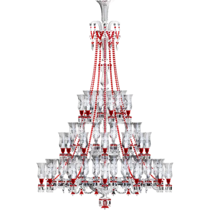 Zenith Clear and Red Chandelier 84L