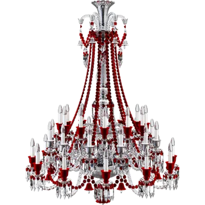 Image for Zenith Clear and Red Chandelier 36L