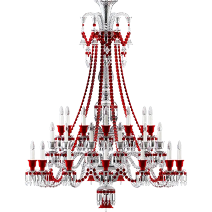 Zenith Clear and Red Chandelier 36L