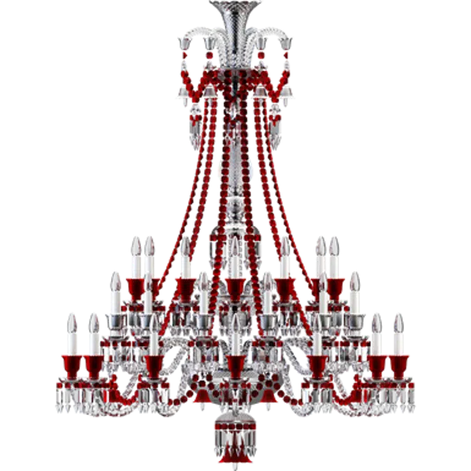 Zenith Clear and Red Chandelier 36L