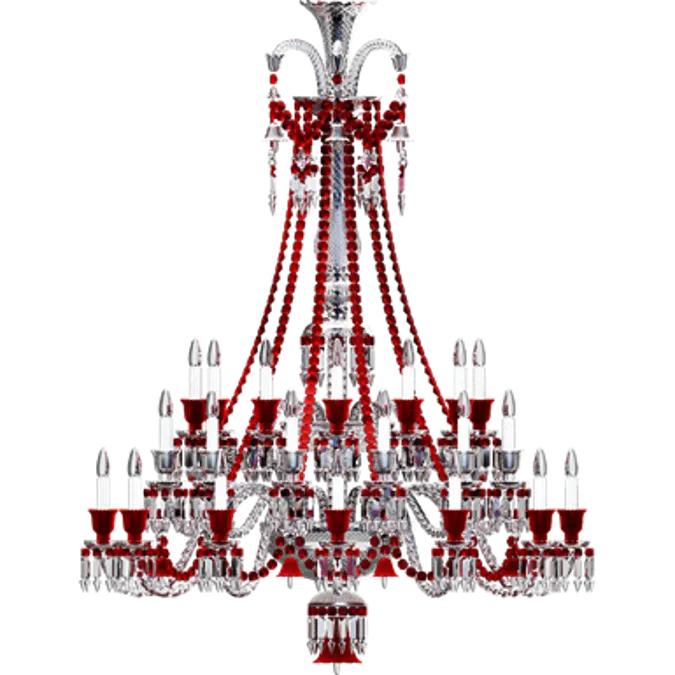 Zenith Clear and Red Chandelier 36L