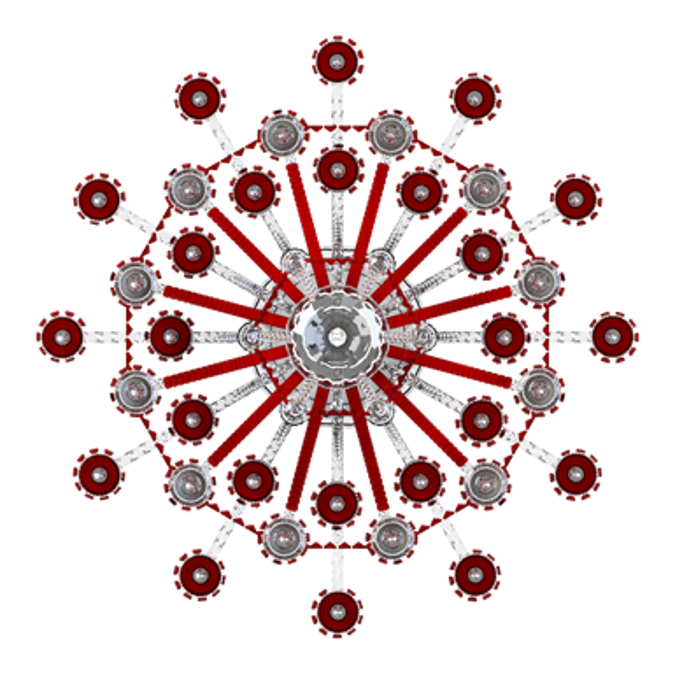 Zenith Clear and Red Chandelier 36L