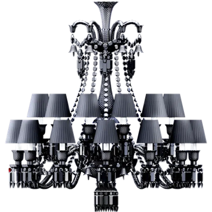 Zenith Chandelier 24L Black Crystal