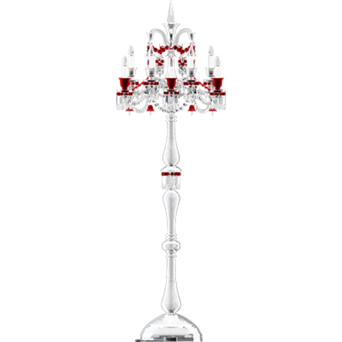 Zenith Clear and Red 12L floor Candelabra