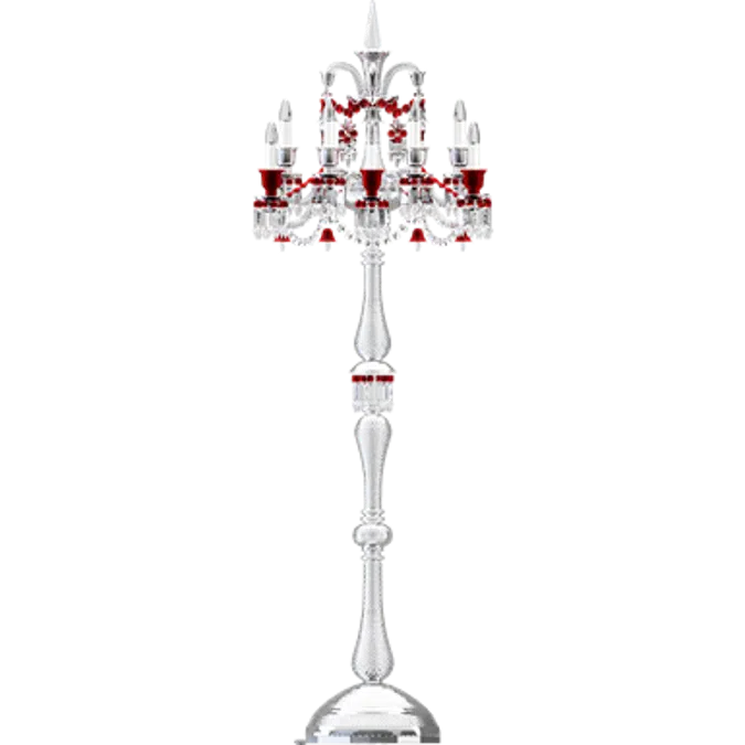 Zenith Clear and Red 12L floor Candelabra
