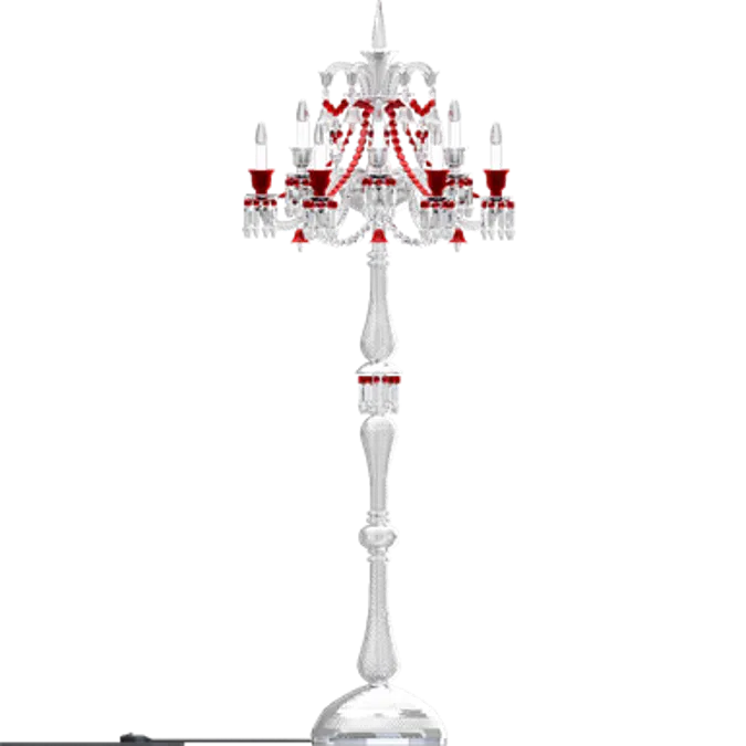 Zenith Clear and Red 12L floor Candelabra