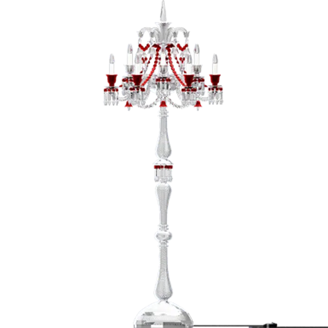 Zenith Clear and Red 12L floor Candelabra
