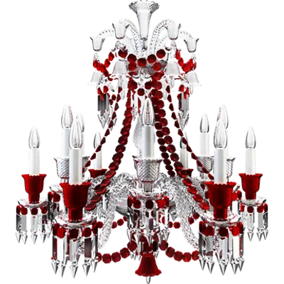 Image for Zenith Clear and Red Chandelier 12L