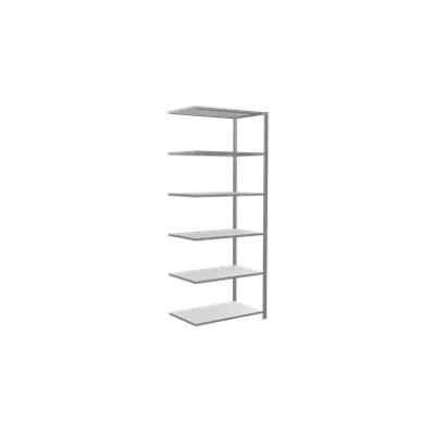 billede til Plug-in shelving system, Extension Shelving, MULTIplus150, 2600 x 1000 x 600 mm, 6 Shelves, cross brace, galvanized