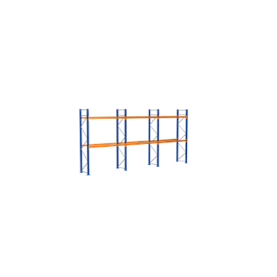 Pallet racking, Complete shelving unit, 4000 x 8444 x 1100 mm, blue/galvanized/orange, 3 storage levels, pallet weight up to 860 kg, Bay load max. 7.855 kg 이미지