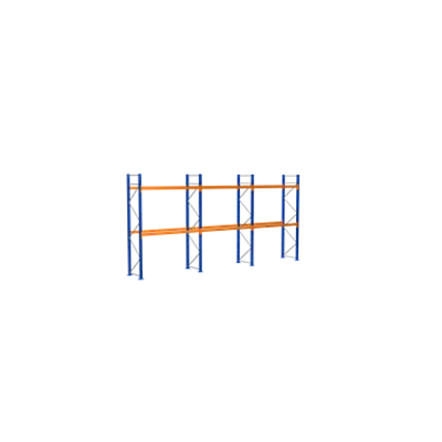 画像 Pallet racking, Complete shelving unit, 4000 x 8444 x 1100 mm, blue/galvanized/orange, 3 storage levels, pallet weight up to 860 kg, Bay load max. 7.855 kg