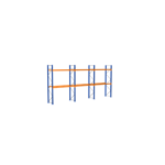 palettenregal, komplettregal, 4000 x 8444 x 1100 mm, blau/verzinkt/orange, 3 lagerebenen, für 27 palettenplätze, palettengewicht bis 860 kg, feldlast max. 7.855 kg