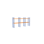 palettenregal, komplettregal, 4000 x 8444 x 1100 mm, blau/verzinkt/orange, 3 lagerebenen, für 27 palettenplätze, palettengewicht bis 860 kg, feldlast max. 7.855 kg